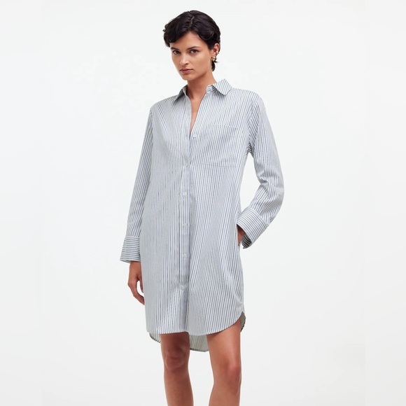 Madewell Y-Neck Relaxed Shirtdress in True Midnight NS220 - Picture 3 of 10